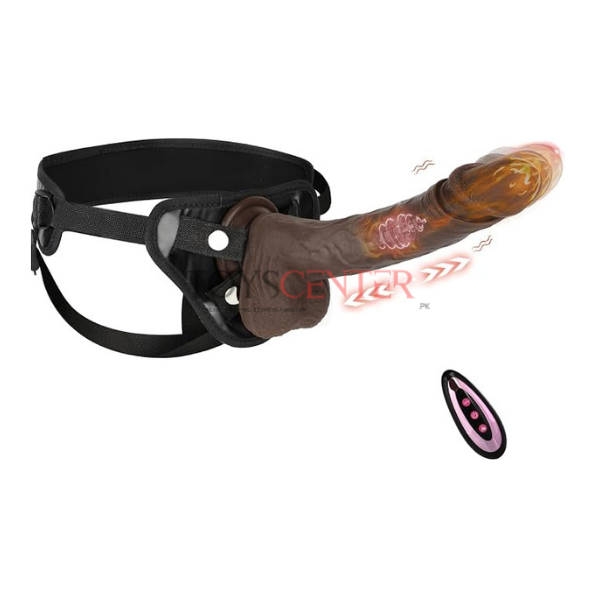 Thrusting Rotating Heating Strap On  Dildo